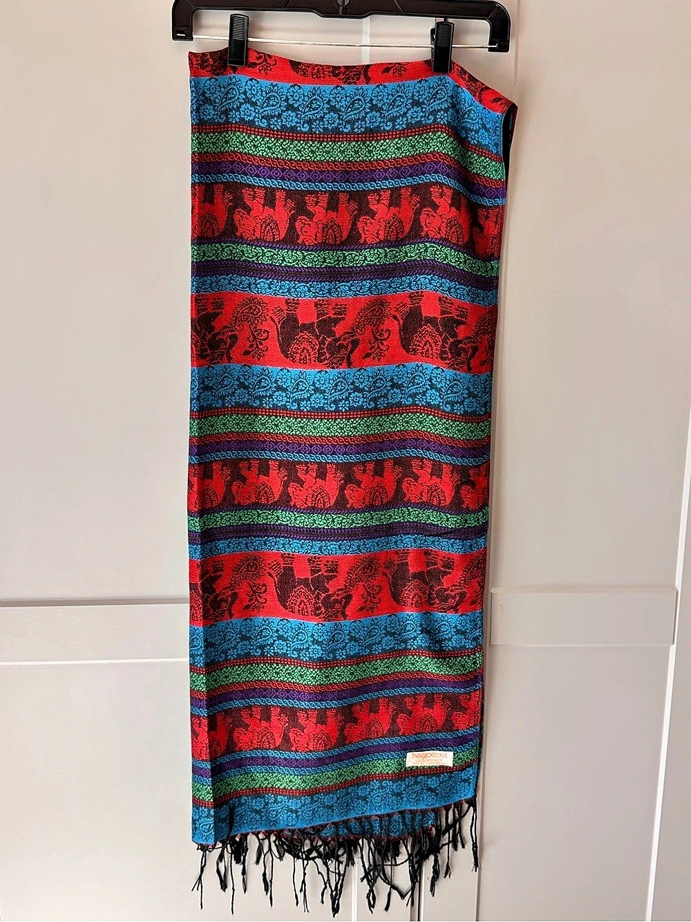 Pashmina 100% Cashmere Elephant Paisley Shawl Wrap Scarf Fringe Multicolor